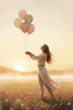 Woman releasing balloons symbolizing letting go of emotional responsibility for other people's happiness and rebuilding healthy boundaries.