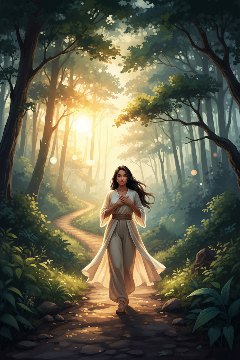 Woman choosing between two paths as a symbol of intuition, self-trust, and relationship decision-making.