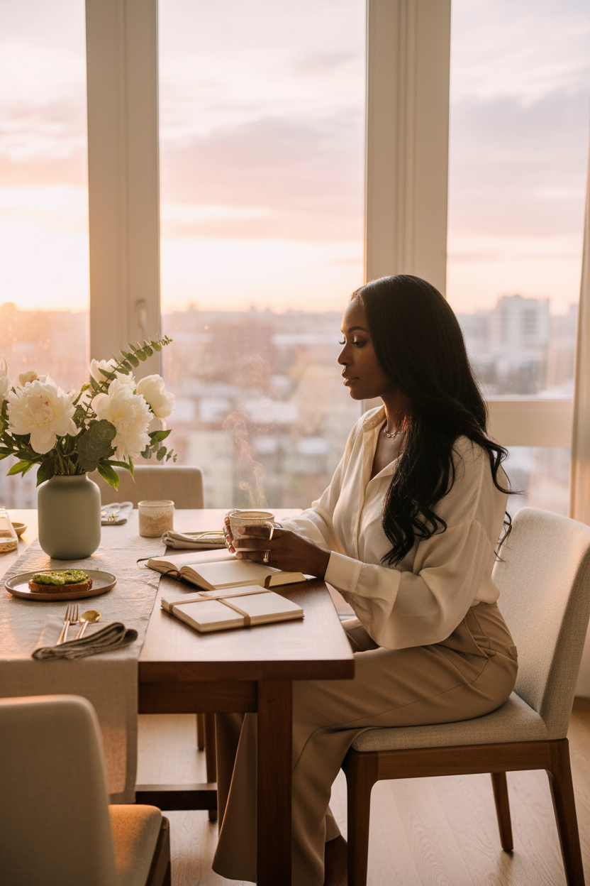 Life After Divorce and Rebuilding Yourself | Shawni McDonald Woman creating a new morning routine after divorce, representing rebuilding self-trust, rediscovering identity, and intentionally starting a new chapter.